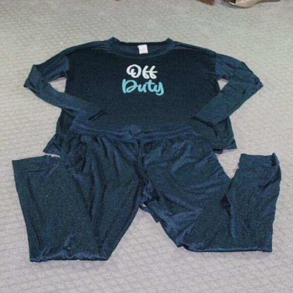 Secret Treasures Size Medium Two-Piece Forest Green "Off Duty" Pajama Pant Set - Picture 1 of 10